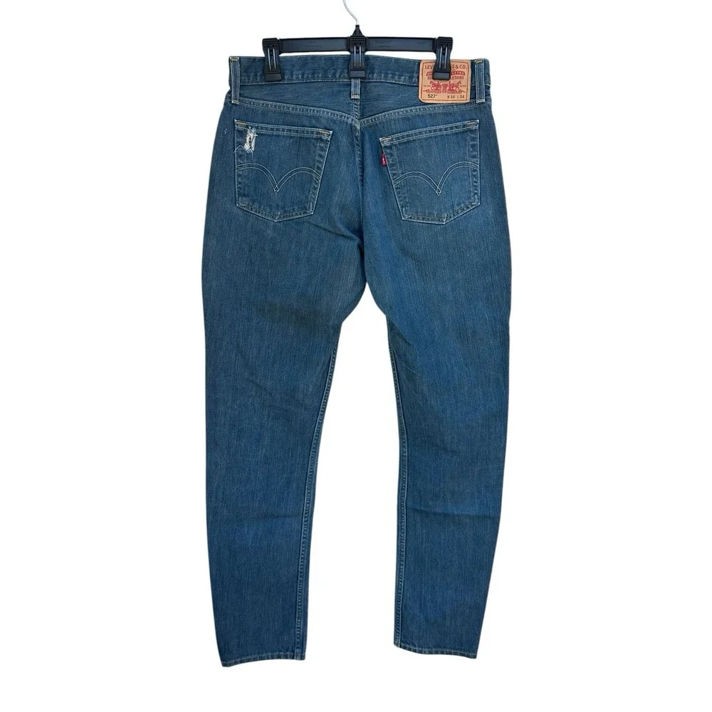 Vintage Levis 527 Low Boot Cut Jeans Mens 34x34 Blue Denim Y2K 32x33 Actual